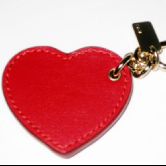 NWT COACH LEATHER RED HEART CHARM STUD Keychain - Picture 4 of 5